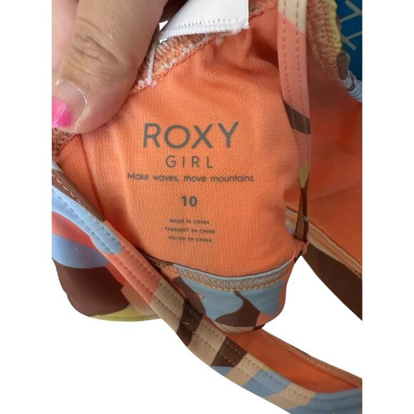 Roxy Girl's Rustic  Brown Floraldelic Moonlight Story Athletic Swim Set Size 10 - Picture 10 of 11